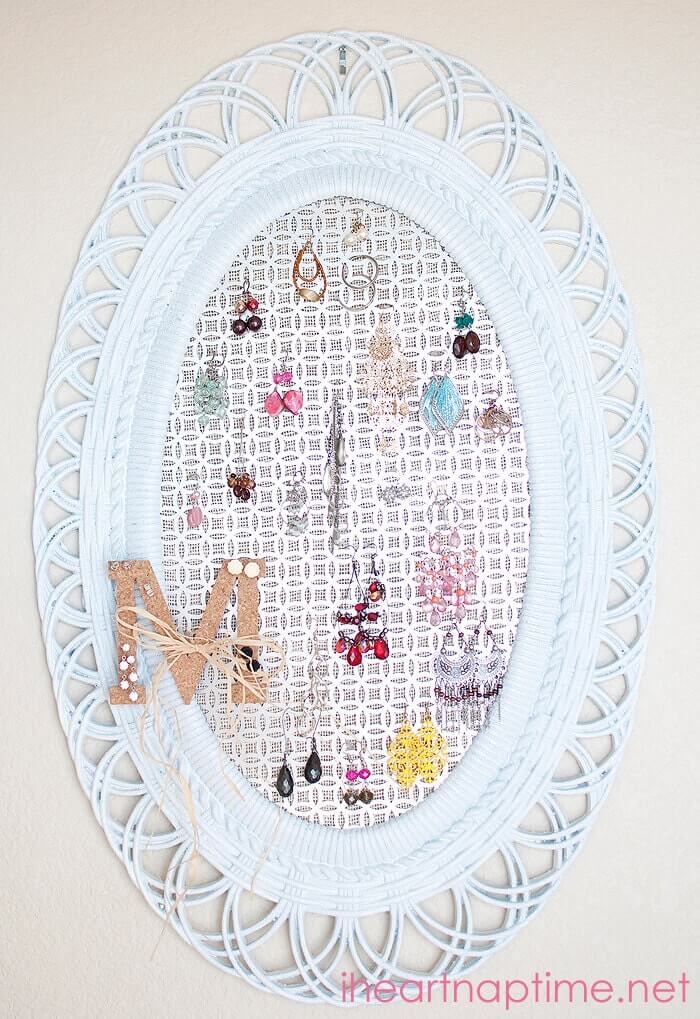 DIY Framed Jewelry and Earring Organizer