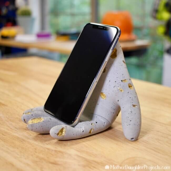 DIY Concrete Hand Phone Stand