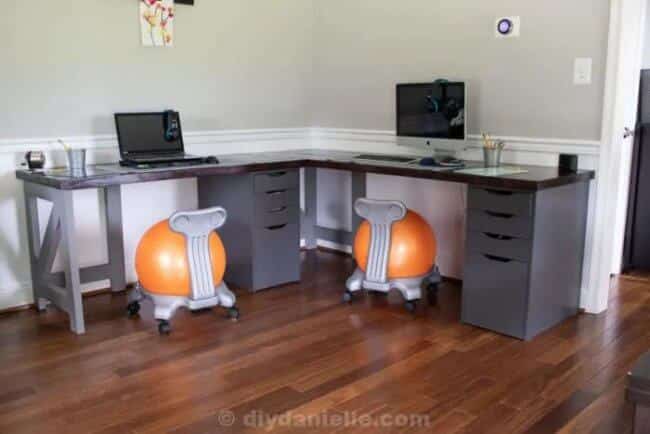 DIY 2 Person Corner Desk with a Farmhouse Style