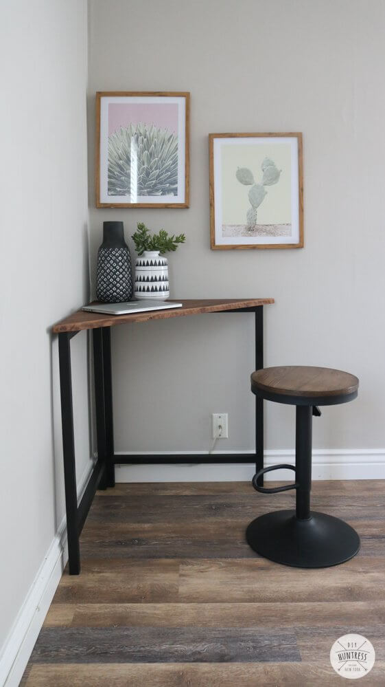 DIY Metal & Wood Corner Desk