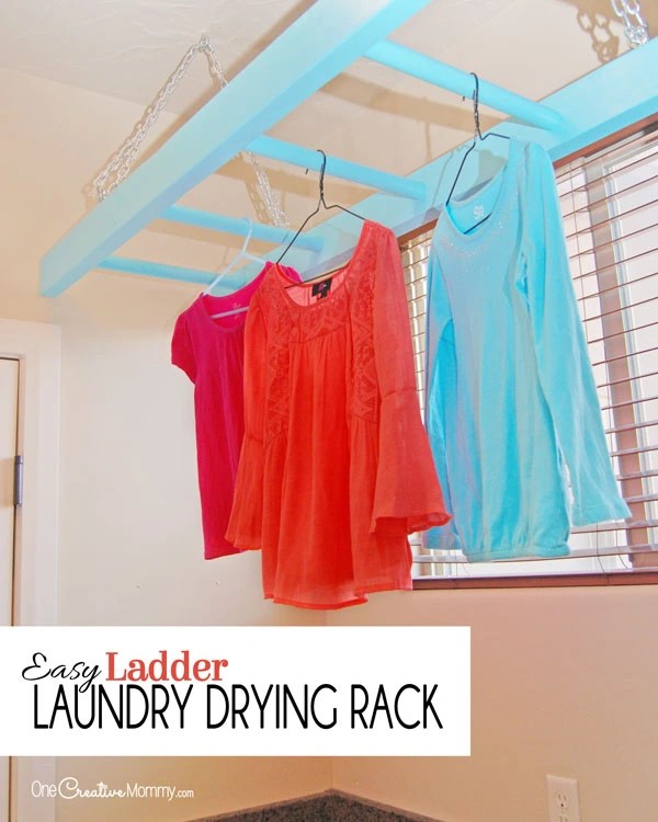 Make This Easy Ladder Laundry Drying Rack!