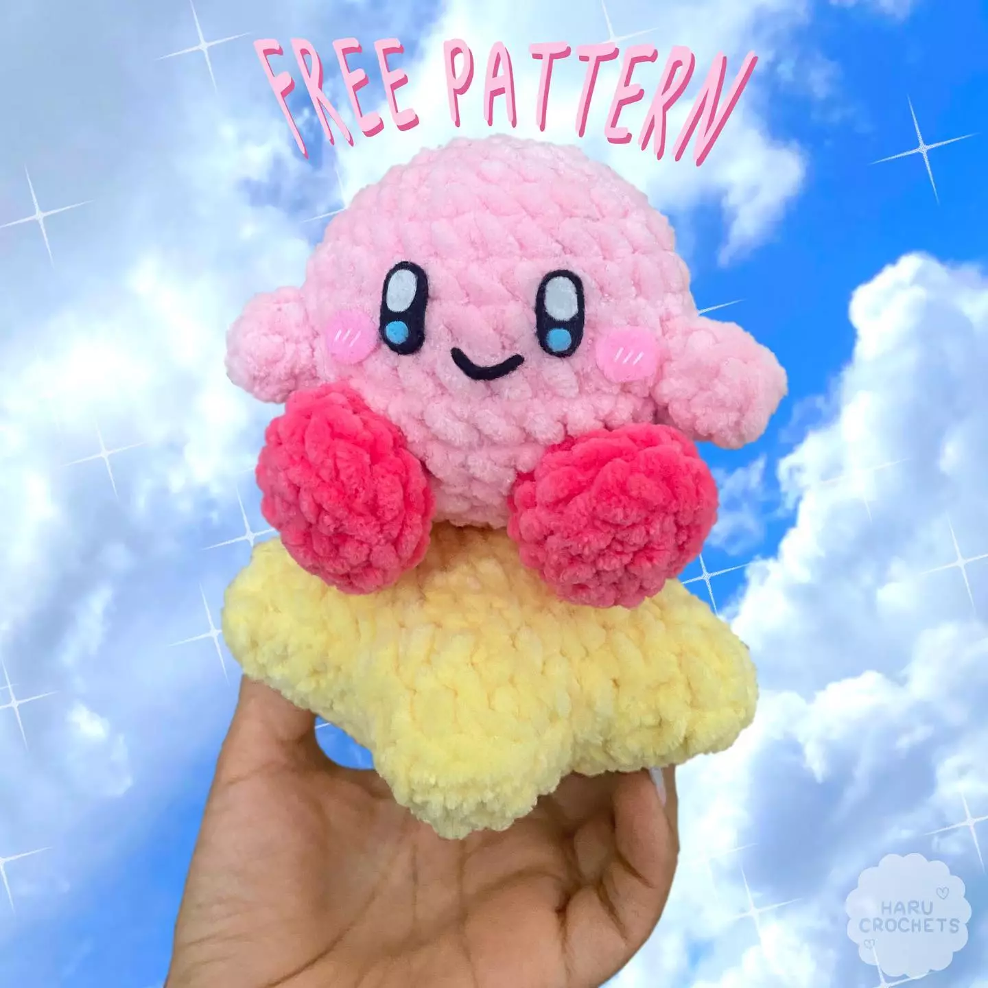 Kirby on a Star Amigurumi Free Crochet Pattern